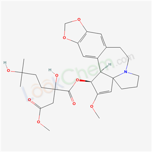 62624-24-2,harringtonine,Harringtonin/Epiharringtonin;epi-Harringtonine;(ξ)-2-hydroxy-2-(3-hydroxy-3-methyl-butyl)-succinic acid 1-((3aR)-2-methoxy-(3arC4,14bc)-1,5,6,8,9,14b-hexahydro-4H-cyclopenta[b][1,3]dioxolo[4',5':4,5]benzo[1,2-d]pyrrolo[1,2-a]azepin-1t-yl) ester 4-methyl ester;