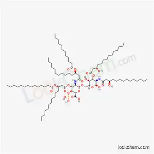 Molecular Structure of 88598-53-2 ([(1R)-1-[2-[(2R,3R,4R,5S,6R)-2-[[(3S,4R,5R,6S)-3,6-dihydroxy-5-[[(3R)-3-hydroxytetradecanoyl]amino]-4-[(3R)-3-hydroxytetradecanoyl]oxy-tetrahydropyran-2-yl]methoxy]-3-[[(3R)-3-dodecanoyloxytetradecanoyl]amino]-6-(hydroxymethyl)-5-phosphonooxy-tetrahydropy)
