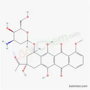 Molecular Structure of 62414-00-0 ((3S)-3-acetyl-3,5,12-trihydroxy-10-methoxy-6,11-dioxo-1,2,3,4,6,11-hexahydrotetracen-1-yl 3-amino-2,3-dideoxy-L-ribo-hexopyranoside)