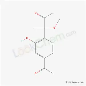 Molecular Structure of 136796-00-4 (3-(4-acetyl-2-hydroxyphenyl)-3-methoxybutan-2-one)