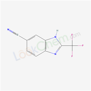 3671-61-2,1H-BENZIMIDAZOLE-5-CARBONITRILE, 2-(TRIFLUOROMETHYL)-,5-Cyano-2-trifluoromethylbenzimidazole;2-trifluoromethyl-1(3)H-benzoimidazole-5-carbonitrile;5-Benzimidazole carbonitrile,2-(trifluoromethyl);5-Cyano-2-trifluoromethylbenzimidazol;2-(trifluoromethyl)-1H-benzimidazole-5-carbonitrile;BENZIMIDAZOLE-5-CARBONITRILE,2-(TRIFLUOROMETHYL);2-(trifluoromethyl)-1H-benzo[d]imidazole-5-carbonitrile;2-(Trifluoromethyl)benzimidazole-5-carbonitrile;5-Cyan-2-trifluormethyl-benzimidazol;