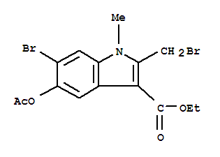 ETHYL5-ACETOXY-6-BROMO-2-(BROMOMETHYL)-1-METHYLINDOLE-3-.