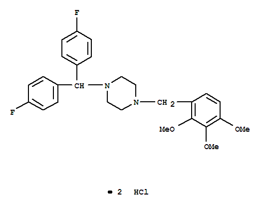 LomerizineHCl;KB-2796;Piperazine,1-[bis(4-fluorophenyl)methyl]-4-[(2,3,4-trimethoxyphenyl)methyl]-,hydrochloride(1:2)