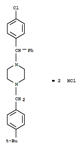BuclizineHCl;UCB-4445;Piperazine,1-[(4-chlorophenyl)phenylmethyl]-4-[[4-(1,1-dimethylethyl)phenyl]methyl]-,hydrochloride(1:2)