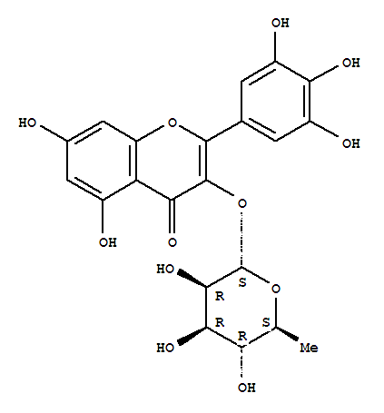 Myricitrin;Myricitrine;4H-1-Benzopyran-4-one,3-[(6-deoxy-α-L-mannopyranosyl)oxy]-5,7-dihydroxy-2-(3,4,5-trihydroxyphenyl)-