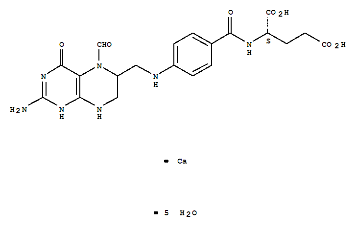 LeucovorinCalcium;Folinicacid;N-[4-[[(2-amino-5-formyl-3,4,5,6,7,8-hexahydro-4-oxo-6-pteridinyl)methyl]amino]benzoyl]-L-glutamicacid,calciumsalt,hydrate(1:1:5)