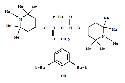 Bis(1,2,2,6,6-pentamethyl-4-piperidyl)[[3,5-bis(1,1-dimethylethyl)-4-hydroxyphenyl]methyl]butylmalonate