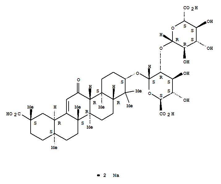 olean-12-en-30-oicacid,3-[[2-O-[(1R,2R,3S,4R,5S)-5-carboxy-2,3,4-trihydroxycyclohexyl]-alpha-D-glucopyranuronosyl]oxy]-11-oxo-,disodiumsalt,(3beta)-