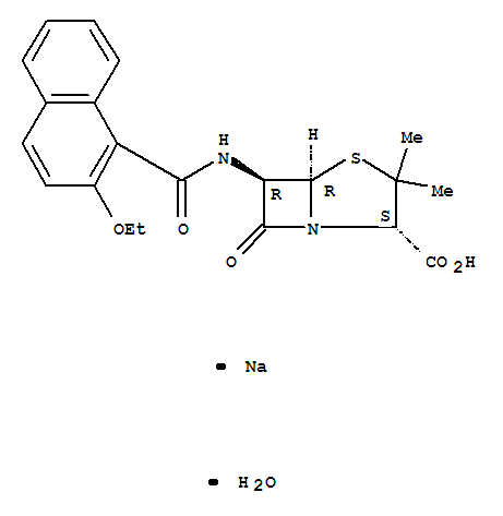 NafcillinSodium;CL8491;4-Thia-1-azabicyclo[3.2.0]heptane-2-carboxylicacid,6-[[(2-ethoxy-1-naphthalenyl)carbonyl]amino]-3,3-dimethyl-7-oxo-,sodiumsalt,hydrate(1:1:1),(2S,5R,6R)-