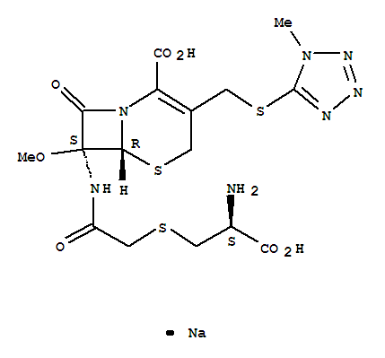 (6R-(6-alpha,7-alpha))-7-((((2-Amino-2-carboxyethyl)thio)acetyl)amino)-7-methoxy-3-(((1-methyl-1H-tetrazol-5-yl)thio)methyl)-8-oxo-5-thia-1-azabicyclo(4.2.0)oct-2-ene-2-carboxylicacidmonosodiumsal