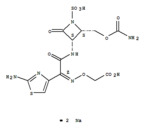 Aceticacid,2-[[(Z)-[2-[[(2S,3S)-2-[[(aminocarbonyl)oxy]methyl]-4-oxo-1-sulfo-3-azetidinyl]amino]-1-(2-amino-4-thiazolyl)-2-oxoethylidene]amino]oxy]-,sodiumsalt(1:2)