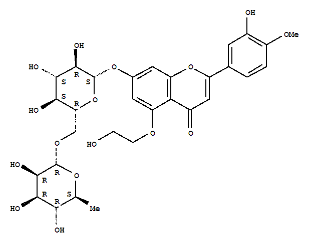 4H-1-Benzopyran-4-one,7-[[6-O-(6-deoxy-a-L-mannopyranosyl)-b-D-glucopyranosyl]oxy]-5-(2-hydroxyethoxy)-2-(3-hydroxy-4-methoxyphenyl)-