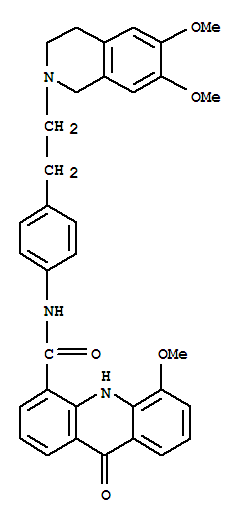 Elacridar(GF120918);GW120918;N-[4-[2-(3,4-dihydro-6,7-dimethoxy-2(1H)-isoquinolinyl)ethyl]phenyl]-9,10-dihydro-5-methoxy-9-oxo-4-acridinecarboxamide