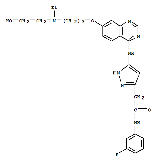 Barasertib(AZD1152-HQPA);INH34;2-(5-(7-(3-(ethyl(2-hydroxyethyl)amino)propoxy)quinazolin-4-ylamino)-1H-pyrazol-3-yl)-N-(3-fluorophenyl)acetamide