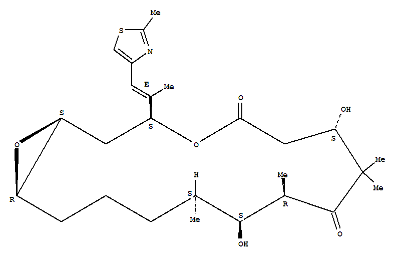 EpothiloneA;(1S,3S,7S,10R,11S,12S,16R,E)-7,11-dihydroxy-8,8,10,12-tetramethyl-3-(1-(2-methylthiazol-4-yl)prop-1-en-2-yl)-4,17-dioxa-bicyclo[14.1.0]heptadecane-5,9-dione