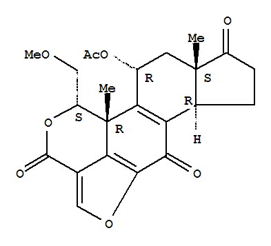 Wortmannin;KY12420;3H-Furo[4,3,2-de]indeno[4,5-h]-2-benzopyran-3,6,9-trione,11-(acetyloxy)-1,6b,7,8,9a,10,11,11b-octahydro-1-(methoxymethyl)-9a,11b-dimethyl-,(1S,6bR,9aS,11R,11bR)-