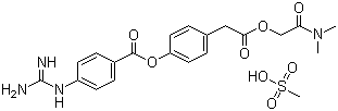 CamostatMesilate;FOY-305;Benzeneaceticacid,4-[[4-[(aminoiminomethyl)amino]benzoyl]oxy]-,2-(dimethylamino)-2-oxoethylester,methanesulfonate(1:1)