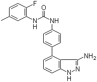Linifanib(ABT-869);AL39324,RG3635;1-(4-(3-amino-1H-indazol-4-yl)phenyl)-3-(2-fluoro-5-methylphenyl)urea