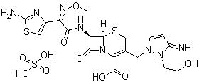 CefoselisSulfate;FK037Sulfate;(6R,7R,E)-7-(2-(2-aminothiazol-4-yl)-2-(methoxyimino)acetamido)-3-((2-(2-hydroxyethyl)-3-imino-2,3-dihydropyrazol-1-yl)methyl)-8-oxo-5-thia-1-aza-bicyclo[4.2.0]oct-2-ene-