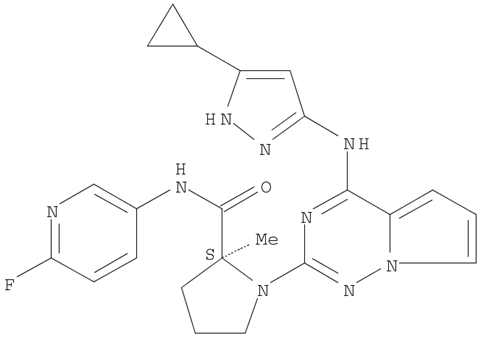 BMS-754807;(S)-1-(4-(5-cyclopropyl-1H-pyrazol-3-ylamino)pyrrolo[1,2-f][1,2,4]triazin-2-yl)-N-(6-fluoropyridin-3-yl)-2-methylpyrrolidine-2-carboxamide