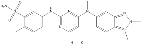 PazopanibHCl(GW786034HCl);5-(4-((2,3-dimethyl-2H-indazol-6-yl)(methyl)amino)pyrimidin-2-ylamino)-2-methylbenzenesulfonamidehydrochloride