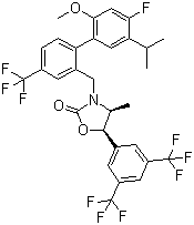 Anacetrapib(MK-0859);2-Oxazolidinone,5-[3,5-bis(trifluoromethyl)phenyl]-3-[[4'-fluoro-2'-methoxy-5'-(1-methylethyl)-4-(trifluoromethyl)[1,1'-biphenyl]-2-yl]methyl]-4-methyl-,(4S,5R)-