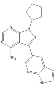 PP121;1-cyclopentyl-3-(1H-pyrrolo[2,3-b]pyridin-5-yl)-1H-pyrazolo[3,4-d]pyrimidin-4-amine