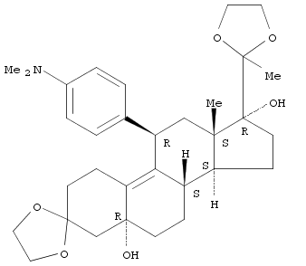(5a,11b)-11-[4-(Dimethylamino)phenyl]-5,17-dihydroxy-19-norpregn-9-ene-3,20-dionecyclicbis(1,2-ethanediylacetal)