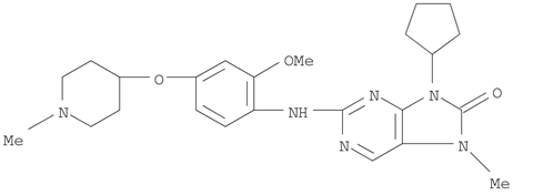 AZ3146;9-cyclopentyl-2-(2-methoxy-4-(1-methylpiperidin-4-yloxy)phenylamino)-7-methyl-7H-purin-8(9H)-one