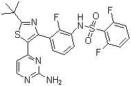 Dabrafenib(GSK2118436);N-(3-(5-(2-aminopyrimidin-4-yl)-2-tert-butylthiazol-4-yl)-2-fluorophenyl)-2,6-difluorobenzenesulfonamide
