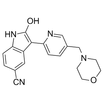 AZD1080;1H-Indole-5-carbonitrile,2-hydroxy-3-[5-(4-morpholinylmethyl)-2-pyridinyl]-