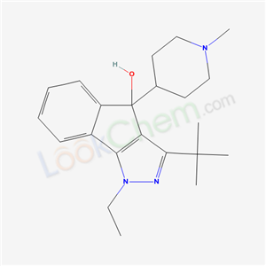 68946-08-7,1,4-Dihydro-3-tert-butyl-1-ethyl-4-(1-methyl-4-piperidyl)indeno[1,2-c]pyrazol-4-ol,3-tert-Butyl-1-ethyl-4-(1-methyl-piperidin-4-yl)-1,4-dihydro-indeno[1,2-c]pyrazol-4-ol;