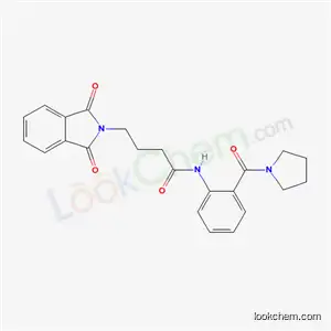 Molecular Structure of 6053-54-9 (4-(1,3-dioxo-1,3-dihydro-2H-isoindol-2-yl)-N-[2-(pyrrolidin-1-ylcarbonyl)phenyl]butanamide)