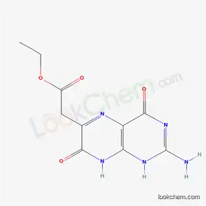Molecular Structure of 33350-18-4 (ethyl (2-amino-4,7-dioxo-1,4,7,8-tetrahydropteridin-6-yl)acetate)