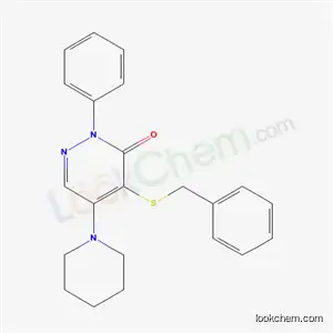 Molecular Structure of 5273-15-4 (4-(benzylsulfanyl)-2-phenyl-5-(piperidin-1-yl)pyridazin-3(2H)-one)