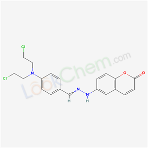 6-[2-[[4-[bis(2-chloroethyl)amino]phenyl]methylidene]hydrazinyl]chromen-2-one