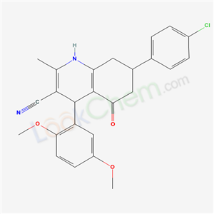 5727-24-2,7-(4-chlorophenyl)-4-(2,5-dimethoxyphenyl)-2-methyl-5-oxo-1,4,5,6,7,8-hexahydroquinoline-3-carbonitrile,