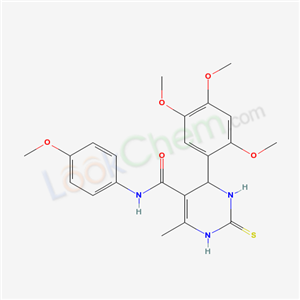 5755-62-4,N-(4-methoxyphenyl)-6-methyl-2-thioxo-4-(2,4,5-trimethoxyphenyl)-1,2,3,4-tetrahydropyrimidine-5-carboxamide,2-(2-bromo-ethylsulfanyl)-propane;2-Isopropylmercapto-ethylbromid;N-(4-METHOXYPHENYL)-4-METHYL-2-SULFANYLIDENE-6-(2,4,5-TRIMETHOXYPHENYL)-3,6-DIHYDRO-1H-PYRIMIDINE-5-CARBOXAMIDE;