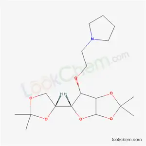Molecular Structure of 56824-23-8 (1-[2-({(5R,6S)-5-[(4R)-2,2-dimethyl-1,3-dioxolan-4-yl]-2,2-dimethyltetrahydrofuro[2,3-d][1,3]dioxol-6-yl}oxy)ethyl]pyrrolidine (non-preferred name))