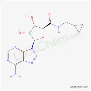 Molecular Structure of 58048-25-2 ((2S,3S,4R,5R)-5-(6-amino-9H-purin-9-yl)-N-(cyclopropylmethyl)-3,4-dihydroxytetrahydrofuran-2-carboxamide (non-preferred name))