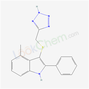 66354-93-6,4-methyl-2-phenyl-3-[(2H-tetrazol-5-ylmethyl)sulfanyl]-1H-indole,