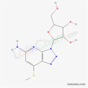 Molecular Structure of 67505-69-5 (7-(methylsulfanyl)-3-pentofuranosyl-3H-[1,2,3]triazolo[4,5-b]pyridin-5-amine)