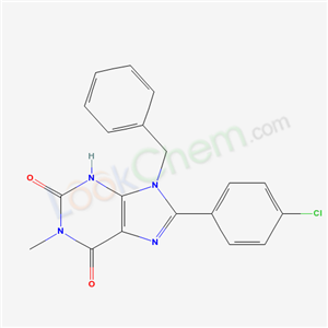 61080-49-7,9-benzyl-8-(4-chlorophenyl)-1-methyl-3,9-dihydro-1H-purine-2,6-dione,