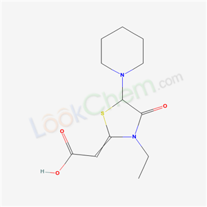 57631-20-6,(2Z)-(3-ethyl-4-oxo-5-piperidin-1-yl-1,3-thiazolidin-2-ylidene)ethanoic acid,