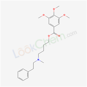 67293-53-2,3,4,5-Trimethoxybenzoic acid 4-(N-methyl-N-phenethylamino)butyl ester,1-[ethyl(phenethyl)amino]heptan-4-yl 3,4,5-trimethoxybenzoate;3,4,5-Trimethoxybenzoic acid 4-[ethyl(phenethyl)amino]-1-propylbutyl ester;3,4,5-Trimethoxy-benzoesaeure-<4-(N-methyl-N-phenaethyl)-amino-butylester>;3,4,5-Trimethoxy-benzoesaeure-<4-(N-aethyl-N-phenaethyl)-amino-1-propyl-butylester>;Phenethylamine,N-ethyl-N-(4-hydroxyheptyl)-,3,4,5-trimethoxybenzoate (ester);N-Ethyl-N-(4-hydroxyheptyl)phenethylamine 3,4,5-trimethoxybenzoate (ester);