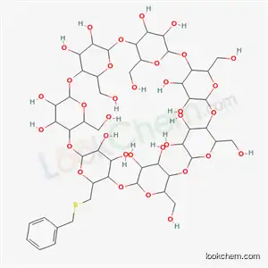 Molecular Structure of 139365-17-6 (5-[(benzylsulfanyl)methyl]-10,15,20,25,30,35-hexakis(hydroxymethyl)-2,4,7,9,12,14,17,19,22,24,27,29,32,34-tetradecaoxaoctacyclo[31.2.2.2~3,6~.2~8,11~.2~13,16~.2~18,21~.2~23,26~.2~28,31~]nonatetracontane-36,37,38,39,40,41,42,43,44,45,46,47,48,49-tetradecol)