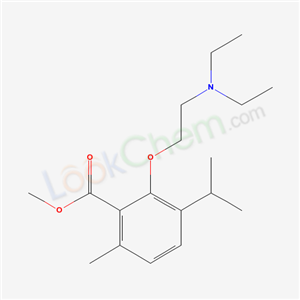 52073-24-2,methyl 2-[2-(diethylamino)ethoxy]-6-methyl-3-(propan-2-yl)benzoate,methyl 2-(2-diethylaminoethyloxy)-6-methyl-3-propan-2-ylbenzoate;Methyl 3-(2-(diethylamino)ethoxy)-p-cymene-2-carboxylate;METHYL 2-(2-DIETHYLAMINOETHOXY)-6-METHYL-3-PROPAN-2-YL-BENZOATE;p-CYMENE-2-CARBOXYLIC ACID,3-(2-(DIETHYLAMINO)ETHOXY)-,METHYL ESTER;