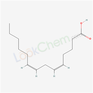 39039-37-7,5,8-TETRADECADIENOIC ACID, (5Z,8Z)-,Goshuyic acid;5,8-Tetradecadienoate;5-cis,8-cis-Tetradecadienoic acid;C14:2n-6,9;5,8-Tetradecadienoic acid;5,8-Tetradecadienoic acid,(5Z,8Z);5Z,8Z-tetradecadienoic acid;