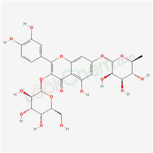 38784-81-5,7-[(6-deoxy-alpha-L-mannopyranosyl)oxy]-2-(3,4-dihydroxyphenyl)-5-hydroxy-4-oxo-4H-chromen-3-yl beta-D-galactopyranoside,