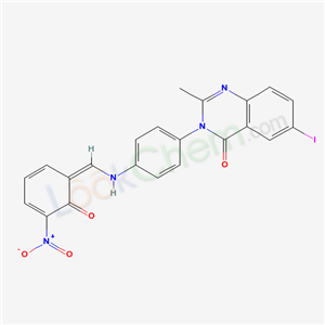 36933-79-6,6-iodo-2-methyl-3-(4-{[(Z)-(5-nitro-6-oxocyclohexa-2,4-dien-1-ylidene)methyl]amino}phenyl)quinazolin-4(3H)-one,